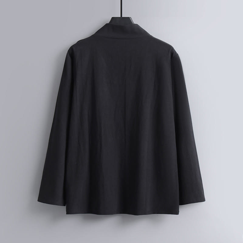 Buddha Stones Kreuzkragen Kurze Pumphose Baumwolle Tang-Anzug Hanfu Oberteil Hose Kleidung Herren Set - image 11