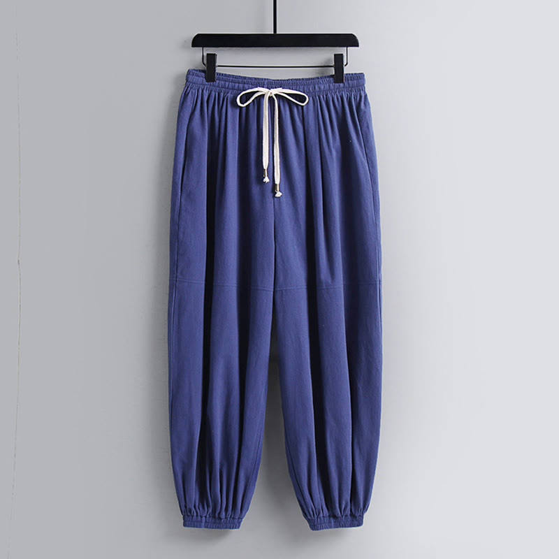 Buddha Stones Kreuzkragen Kurze Pumphose Baumwolle Tang-Anzug Hanfu Oberteil Hose Kleidung Herren Set - image 21