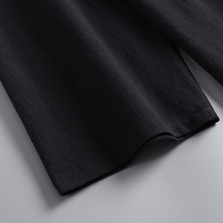 Buddha Stones Kreuzkragen Kurze Pumphose Baumwolle Tang-Anzug Hanfu Oberteil Hose Kleidung Herren Set - image 13