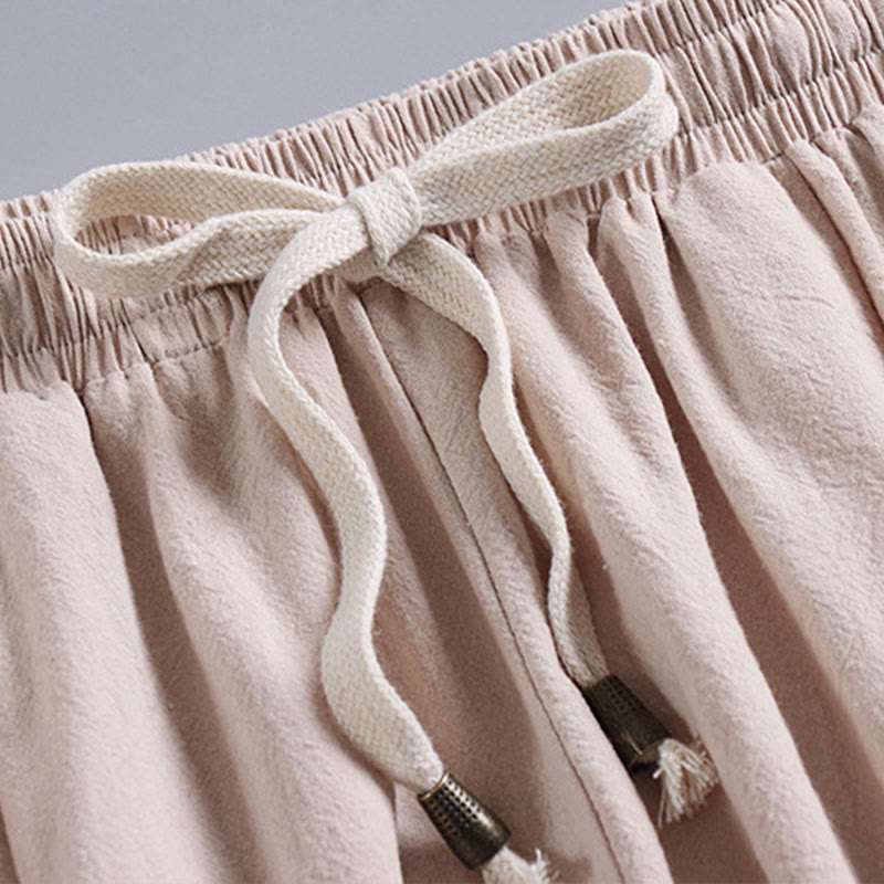 Buddha Stones Kreuzkragen Kurze Pumphose Baumwolle Tang-Anzug Hanfu Oberteil Hose Kleidung Herren Set - image 5