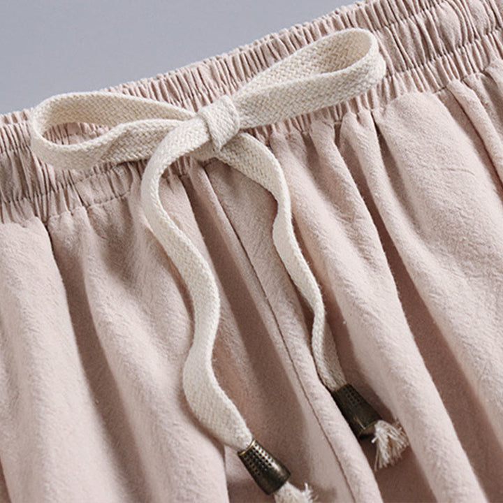 Buddha Stones Kreuzkragen Kurze Pumphose Baumwolle Tang-Anzug Hanfu Oberteil Hose Kleidung Herren Set - image 5