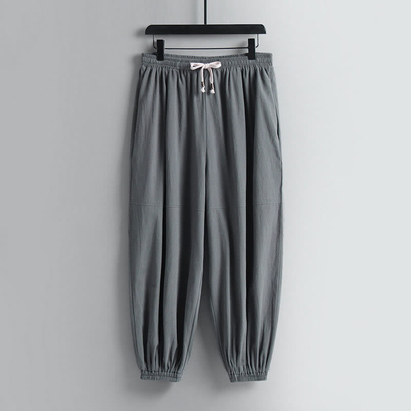 Buddha Stones Kreuzkragen Kurze Pumphose Baumwolle Tang-Anzug Hanfu Oberteil Hose Kleidung Herren Set - image 24