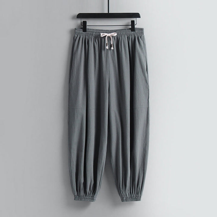 Buddha Stones Kreuzkragen Kurze Pumphose Baumwolle Tang-Anzug Hanfu Oberteil Hose Kleidung Herren Set - image 24