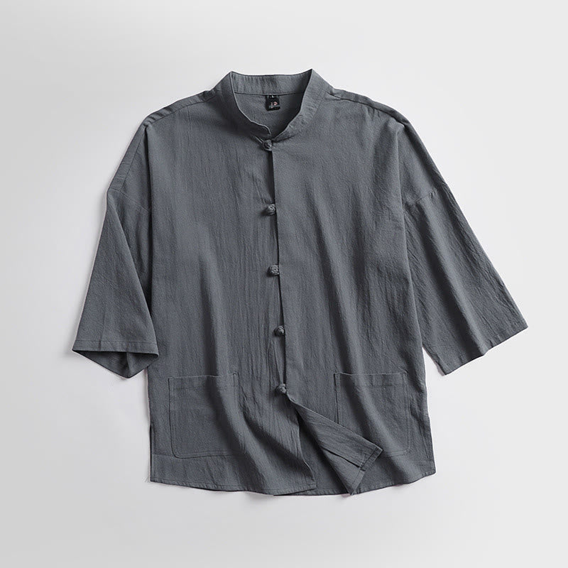 Buddha Stones Dreiviertelärmel Kurze Pumphose Baumwolloberteil Hose Kleidung Herrenset - image 2