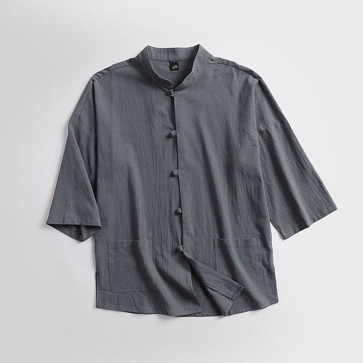 Buddha Stones Dreiviertelärmel Kurze Pumphose Baumwolloberteil Hose Kleidung Herrenset - image 2