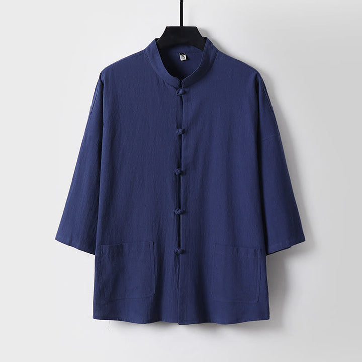 Buddha Stones Dreiviertelärmel Kurze Pumphose Baumwolloberteil Hose Kleidung Herrenset - image 9