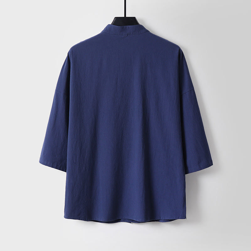 Buddha Stones Dreiviertelärmel Kurze Pumphose Baumwolloberteil Hose Kleidung Herrenset - image 11