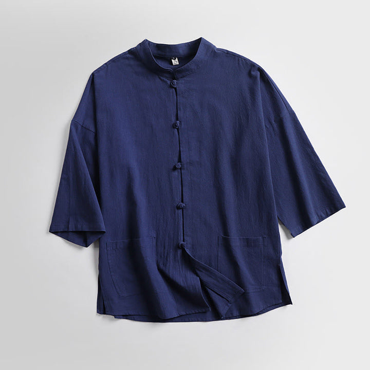 Buddha Stones Dreiviertelärmel Kurze Pumphose Baumwolloberteil Hose Kleidung Herrenset - image 10