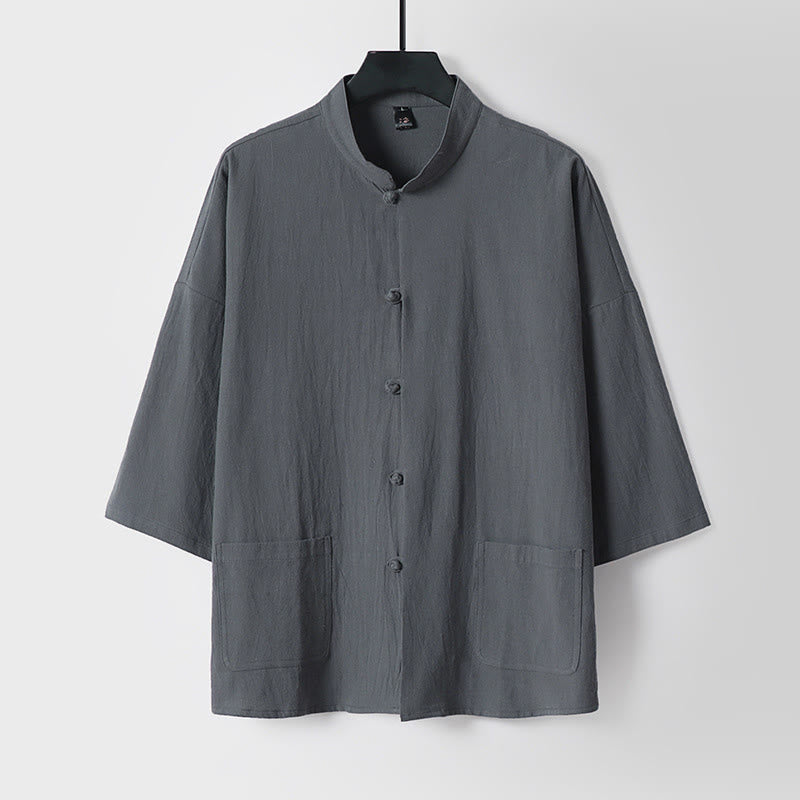 Buddha Stones Dreiviertelärmel Kurze Pumphose Baumwolloberteil Hose Kleidung Herrenset - image 1