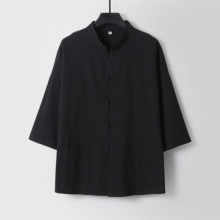 Buddha Stones Dreiviertelärmel Kurze Pumphose Baumwolloberteil Hose Kleidung Herrenset - image 5