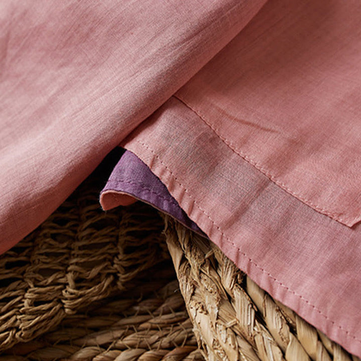 Buddha Stones PLUS SIZE V-Ausschnitt Lässiges einfarbiges Langarmhemd aus Baumwolle und Leinen für Damen - image 19