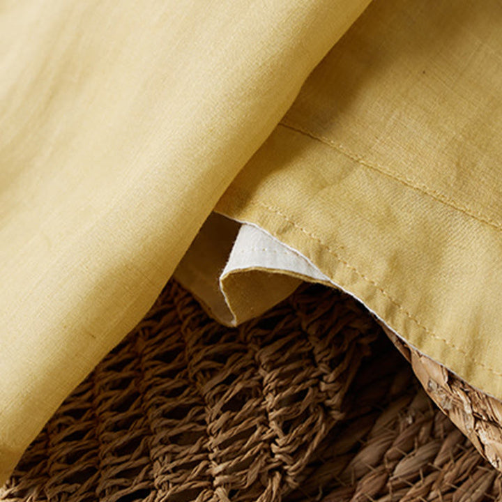 Buddha Stones PLUS SIZE V-Ausschnitt Lässiges einfarbiges Langarmhemd aus Baumwolle und Leinen für Damen - image 7