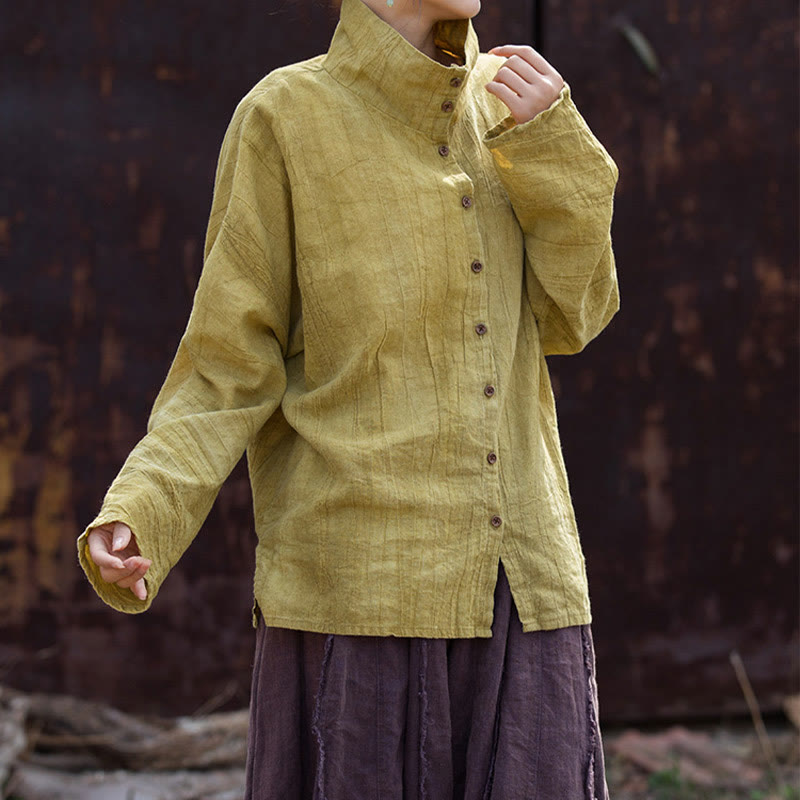 Buddha Stones Rollkragen Färben Ramie Baumwolle Chinesischen Stil Strickjacke Kleidung - image 6