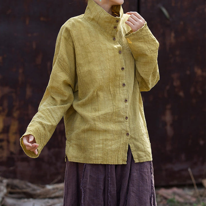 Buddha Stones Rollkragen Färben Ramie Baumwolle Chinesischen Stil Strickjacke Kleidung - image 6
