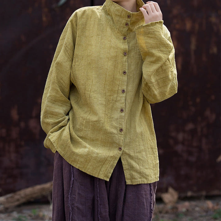 Buddha Stones Rollkragen Färben Ramie Baumwolle Chinesischen Stil Strickjacke Kleidung - image 5