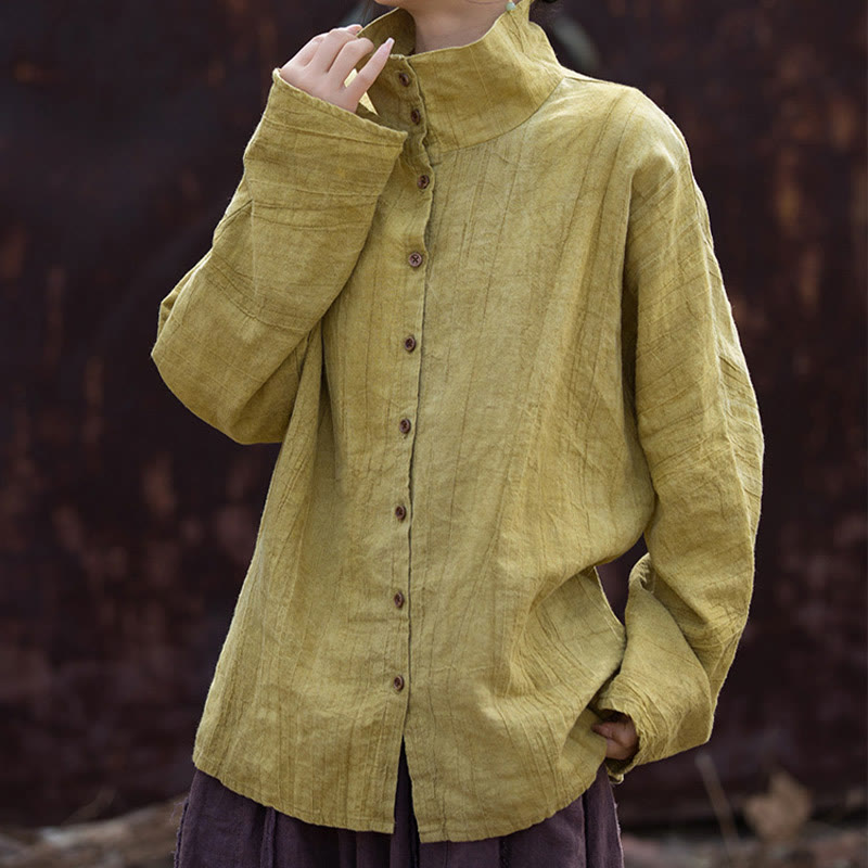 Buddha Stones Rollkragen Färben Ramie Baumwolle Chinesischen Stil Strickjacke Kleidung - image 4