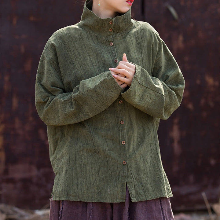 Buddha Stones Rollkragen Färben Ramie Baumwolle Chinesischen Stil Strickjacke Kleidung - image 12