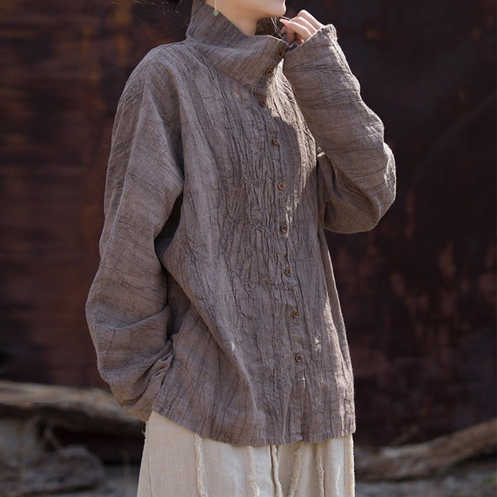 Buddha Stones Rollkragen Färben Ramie Baumwolle Chinesischen Stil Strickjacke Kleidung - image 25