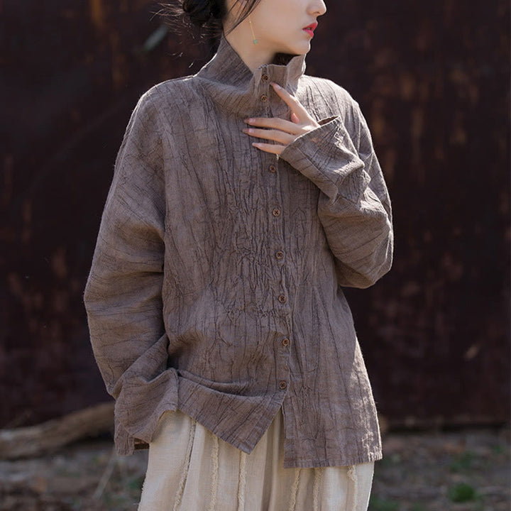 Buddha Stones Rollkragen Färben Ramie Baumwolle Chinesischen Stil Strickjacke Kleidung - image 24