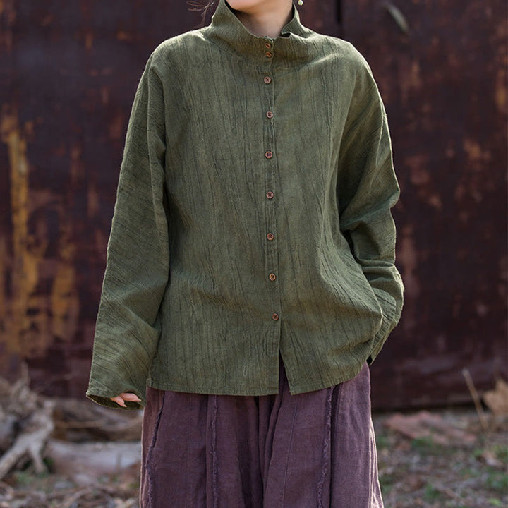 Buddha Stones Rollkragen Färben Ramie Baumwolle Chinesischen Stil Strickjacke Kleidung - image 13