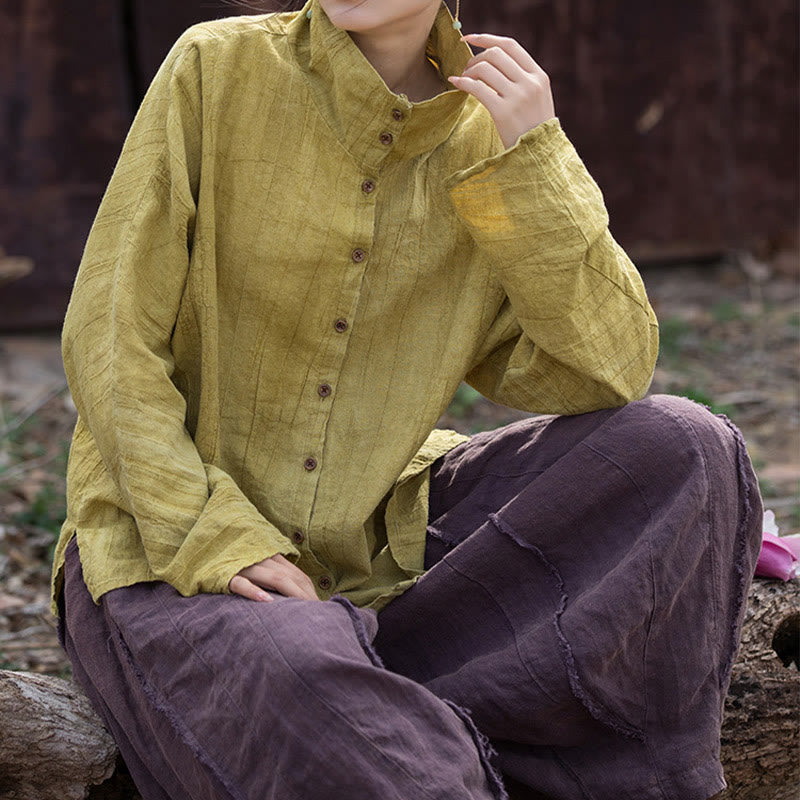 Buddha Stones Rollkragen Färben Ramie Baumwolle Chinesischen Stil Strickjacke Kleidung - image 7