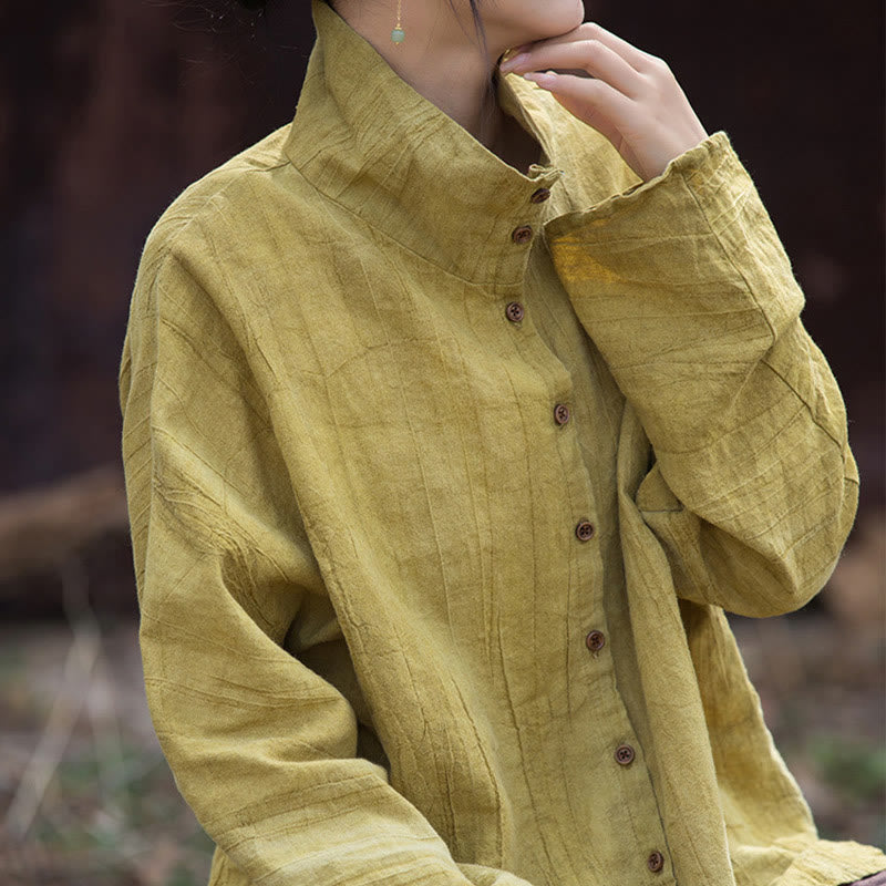 Buddha Stones Rollkragen Färben Ramie Baumwolle Chinesischen Stil Strickjacke Kleidung - image 1