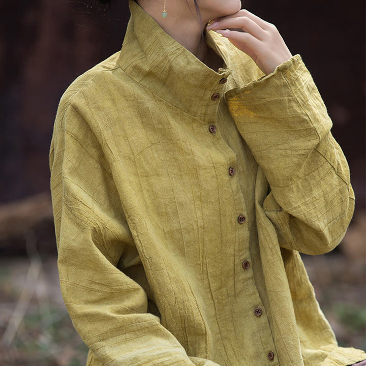 Buddha Stones Rollkragen Färben Ramie Baumwolle Chinesischen Stil Strickjacke Kleidung - image 1