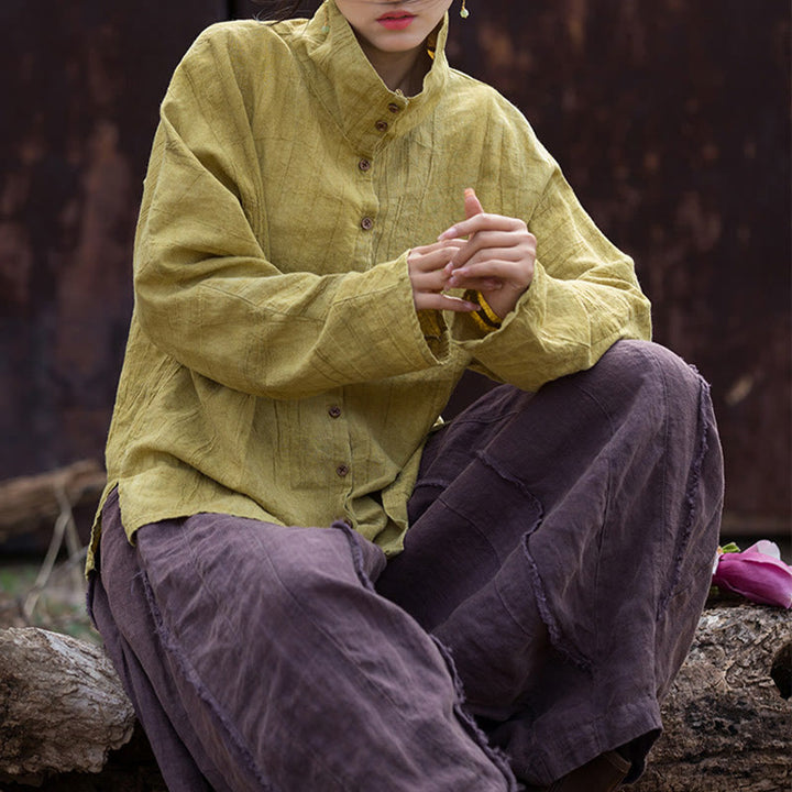 Buddha Stones Rollkragen Färben Ramie Baumwolle Chinesischen Stil Strickjacke Kleidung - image 8