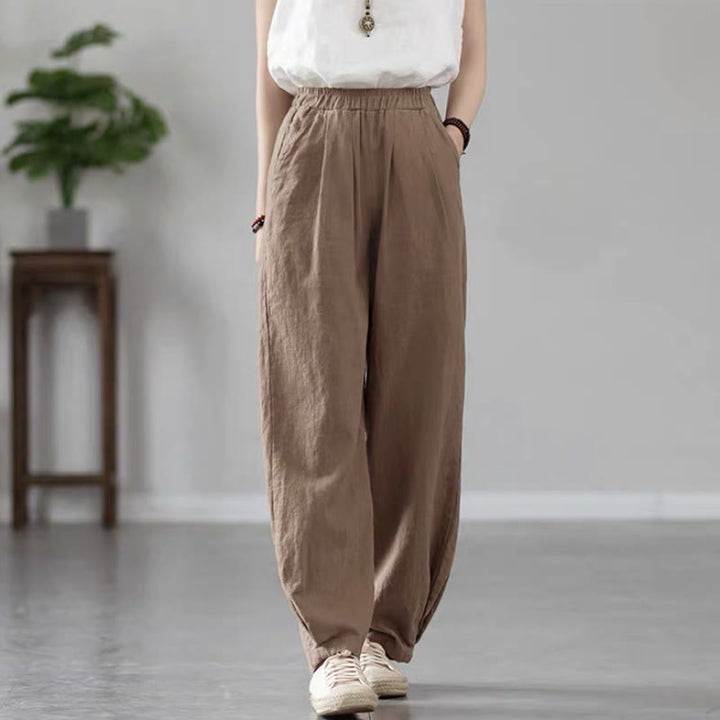 Buddha Stones Lässige Yogahose aus Baumwolle für Damen mit Taschen - Bräunen - US14, UK/AU18, EU46 (4XL) - image 15