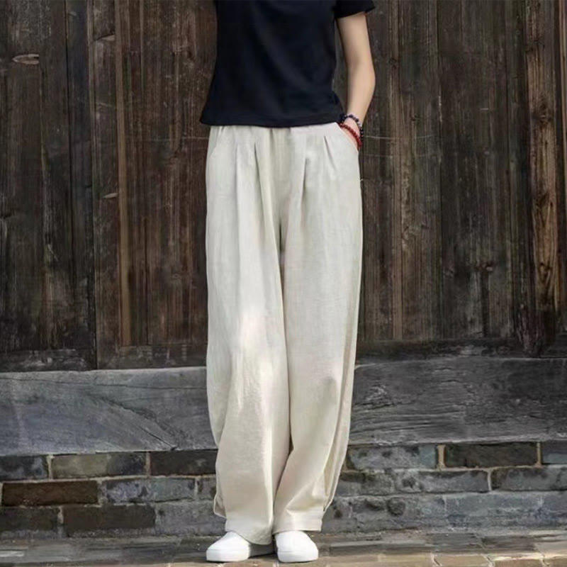 Buddha Stones Lässige Yogahose aus Baumwolle für Damen mit Taschen - image 3