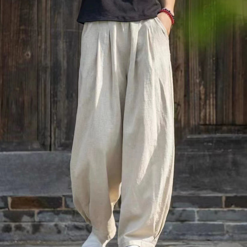 Buddha Stones Lässige Yogahose aus Baumwolle für Damen mit Taschen - image 2