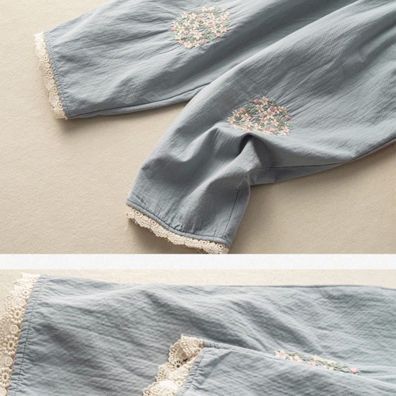 Buddha Stones – Lässige Haremshose aus Baumwolle mit Spitzenbesatz, Stickereien und Taschen - image 6