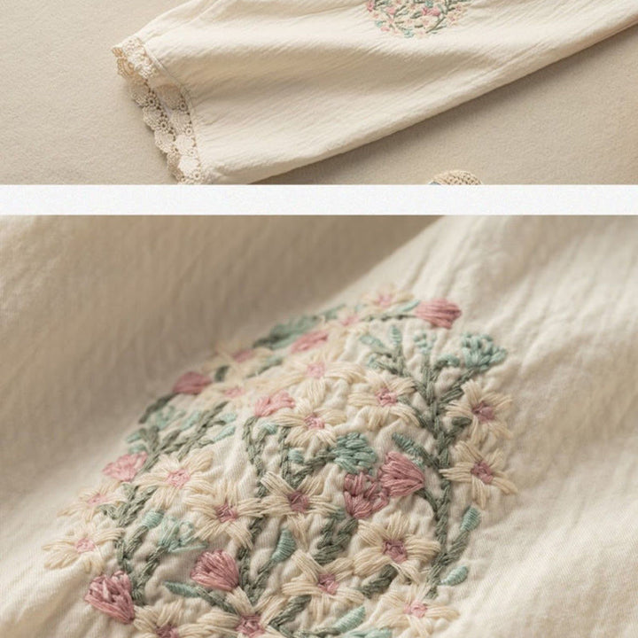 Buddha Stones – Lässige Haremshose aus Baumwolle mit Spitzenbesatz, Stickereien und Taschen - image 10