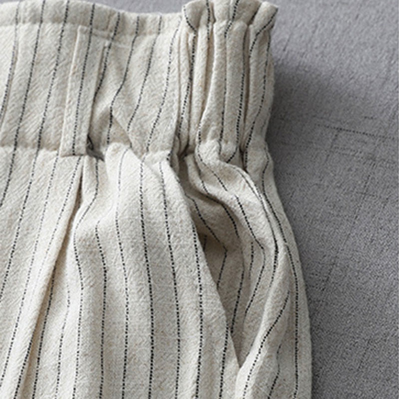 Buddha Stones – Hose mit vertikalen Streifen, hoher Taille und weitem Bein und Taschen - image 4