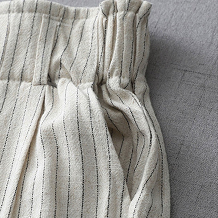 Buddha Stones – Hose mit vertikalen Streifen, hoher Taille und weitem Bein und Taschen - image 4