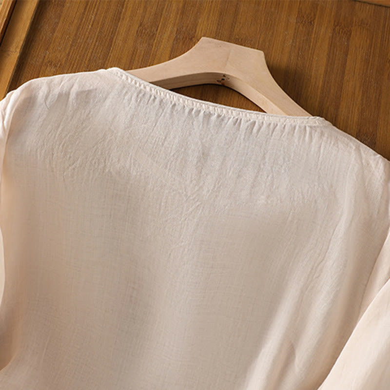 Pullover mit Buddha Stones und ethnischer Stickerei, Rundhalsausschnitt, Baumwolle und Leinen - image 34