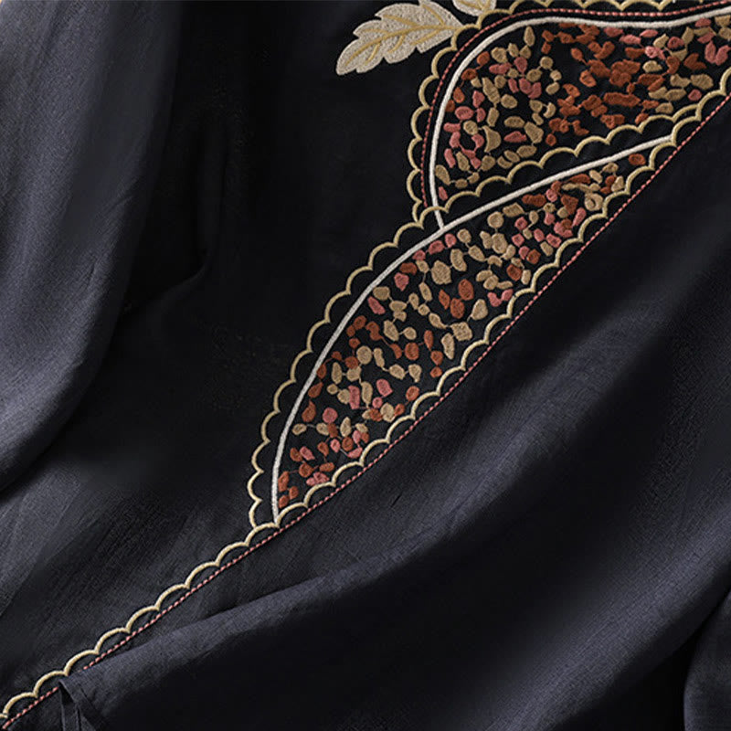 Pullover mit Buddha Stones und ethnischer Stickerei, Rundhalsausschnitt, Baumwolle und Leinen - image 7