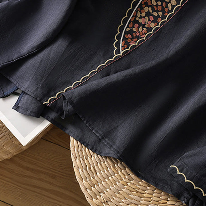 Pullover mit Buddha Stones und ethnischer Stickerei, Rundhalsausschnitt, Baumwolle und Leinen - image 8