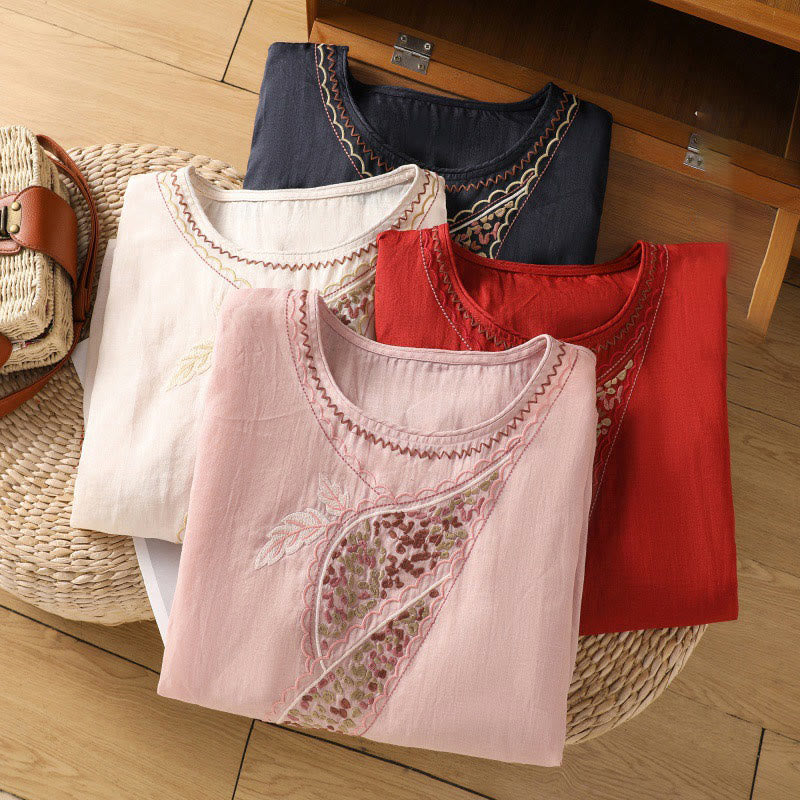 Pullover mit Buddha Stones und ethnischer Stickerei, Rundhalsausschnitt, Baumwolle und Leinen - image 35