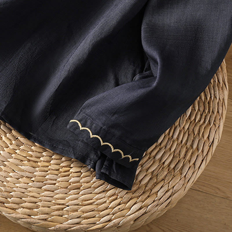 Pullover mit Buddha Stones und ethnischer Stickerei, Rundhalsausschnitt, Baumwolle und Leinen - image 9