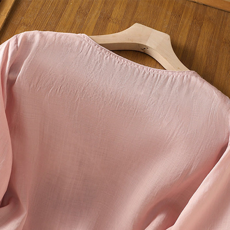 Pullover mit Buddha Stones und ethnischer Stickerei, Rundhalsausschnitt, Baumwolle und Leinen - image 26