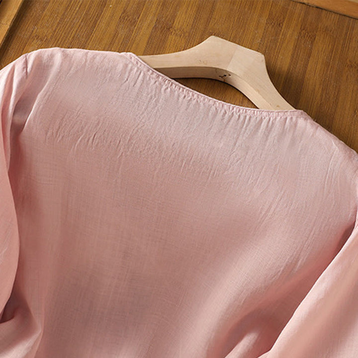 Pullover mit Buddha Stones und ethnischer Stickerei, Rundhalsausschnitt, Baumwolle und Leinen - image 26