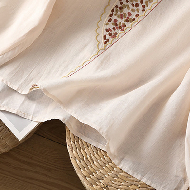 Pullover mit Buddha Stones und ethnischer Stickerei, Rundhalsausschnitt, Baumwolle und Leinen - image 29