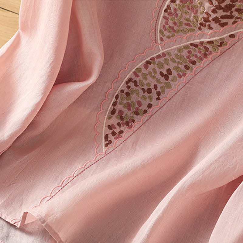 Pullover mit Buddha Stones und ethnischer Stickerei, Rundhalsausschnitt, Baumwolle und Leinen - image 22