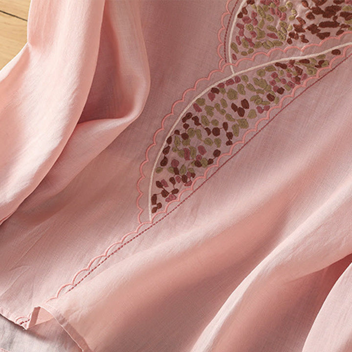 Pullover mit Buddha Stones und ethnischer Stickerei, Rundhalsausschnitt, Baumwolle und Leinen - image 22