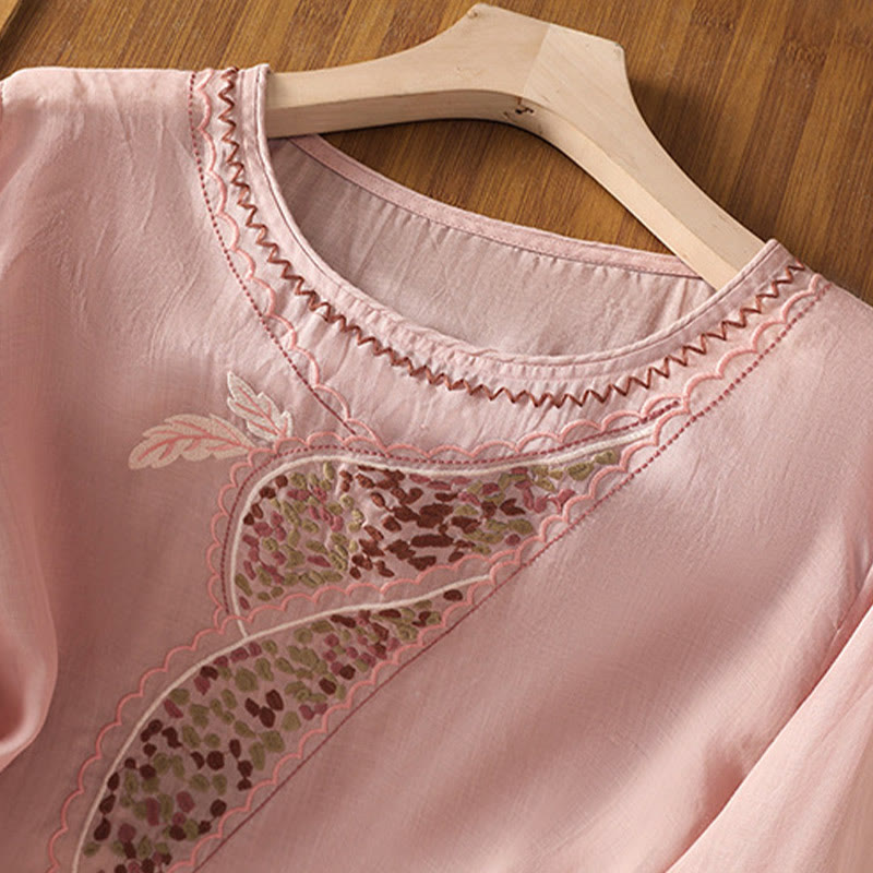 Pullover mit Buddha Stones und ethnischer Stickerei, Rundhalsausschnitt, Baumwolle und Leinen - image 21