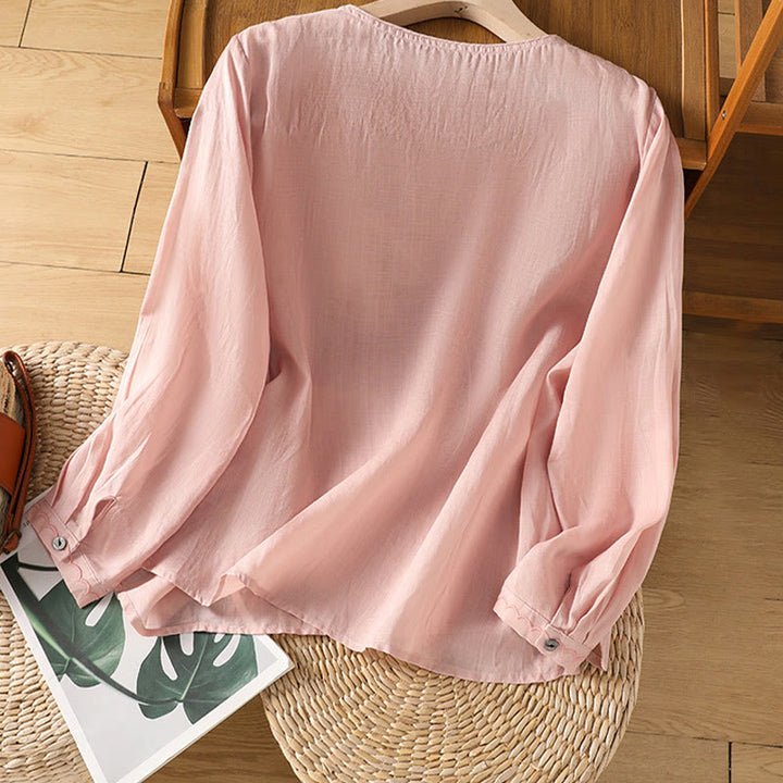 Pullover mit Buddha Stones und ethnischer Stickerei, Rundhalsausschnitt, Baumwolle und Leinen - image 20