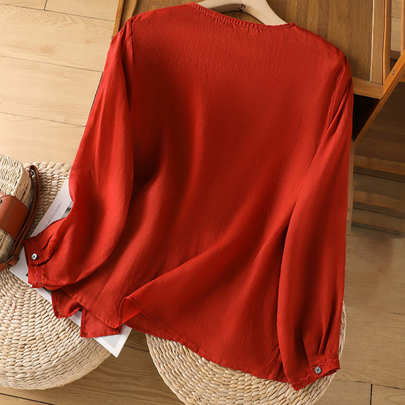 Pullover mit Buddha Stones und ethnischer Stickerei, Rundhalsausschnitt, Baumwolle und Leinen - image 12