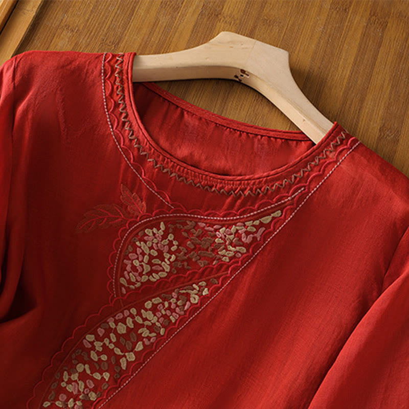 Pullover mit Buddha Stones und ethnischer Stickerei, Rundhalsausschnitt, Baumwolle und Leinen - image 13