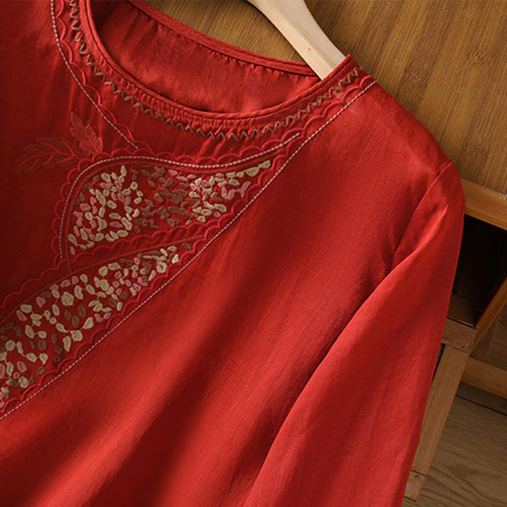 Pullover mit Buddha Stones und ethnischer Stickerei, Rundhalsausschnitt, Baumwolle und Leinen - image 14